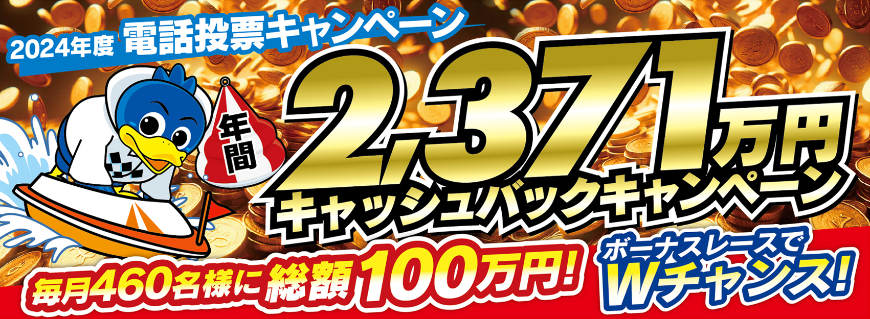 ボートレース浜名湖 電話投票キャンペーン「年間2,371万円キャッシュバックキャンペーン」