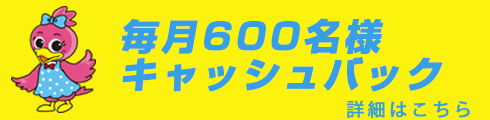 毎月600名様キャッシュバック